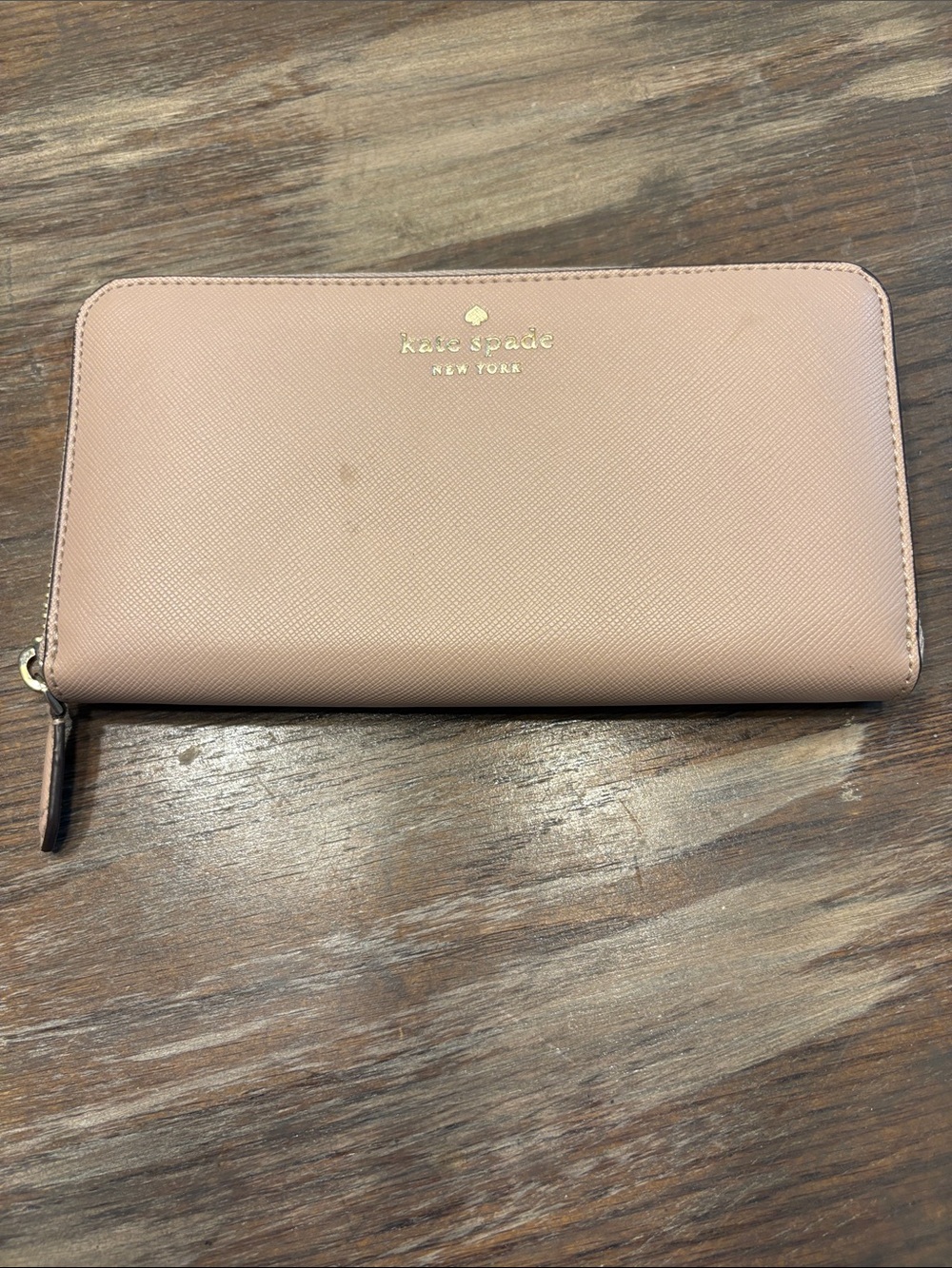 kate spade Blush Pink Zip-Around Saffiano Wallet